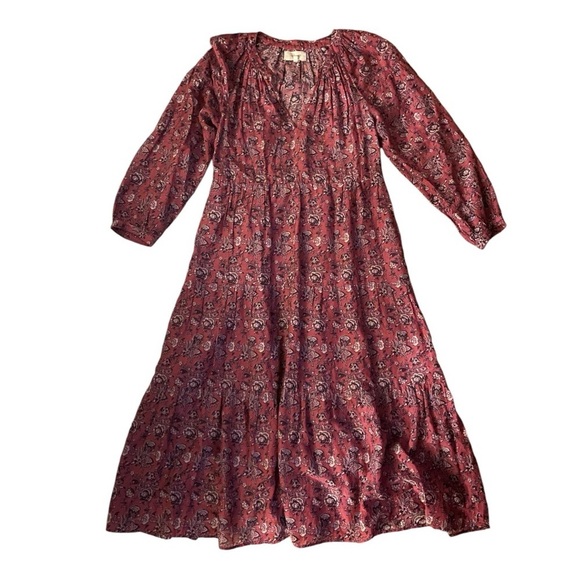 XiRENA Annieka Long Sleeve Maxi Dress in Wild Rose Pink/Maroon - Picture 4 of 5